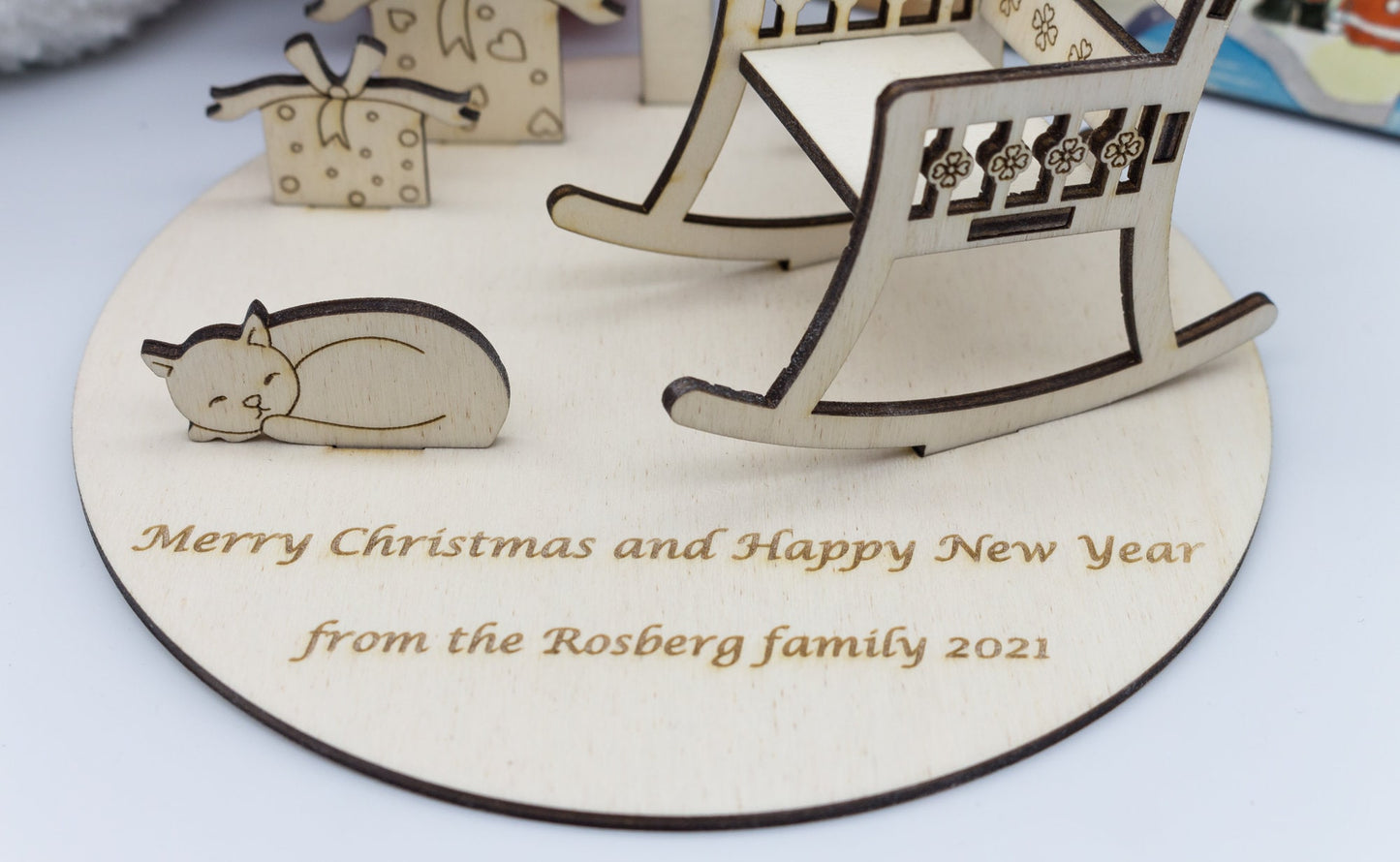 Personalised Christmas Scene | Christmas Gift | Wooden Christmas Tree Scene | Personalised Christmas Ornament | Christmas Figurines