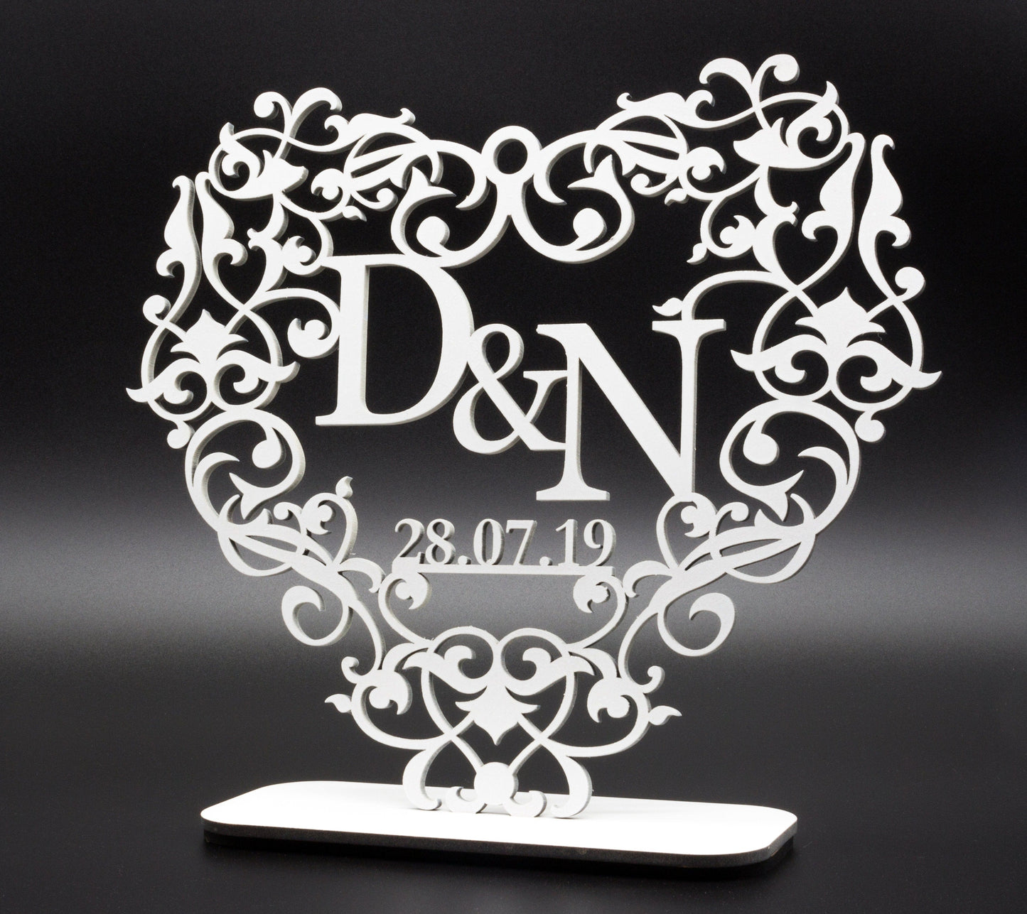 Acrylic heart with initials and date