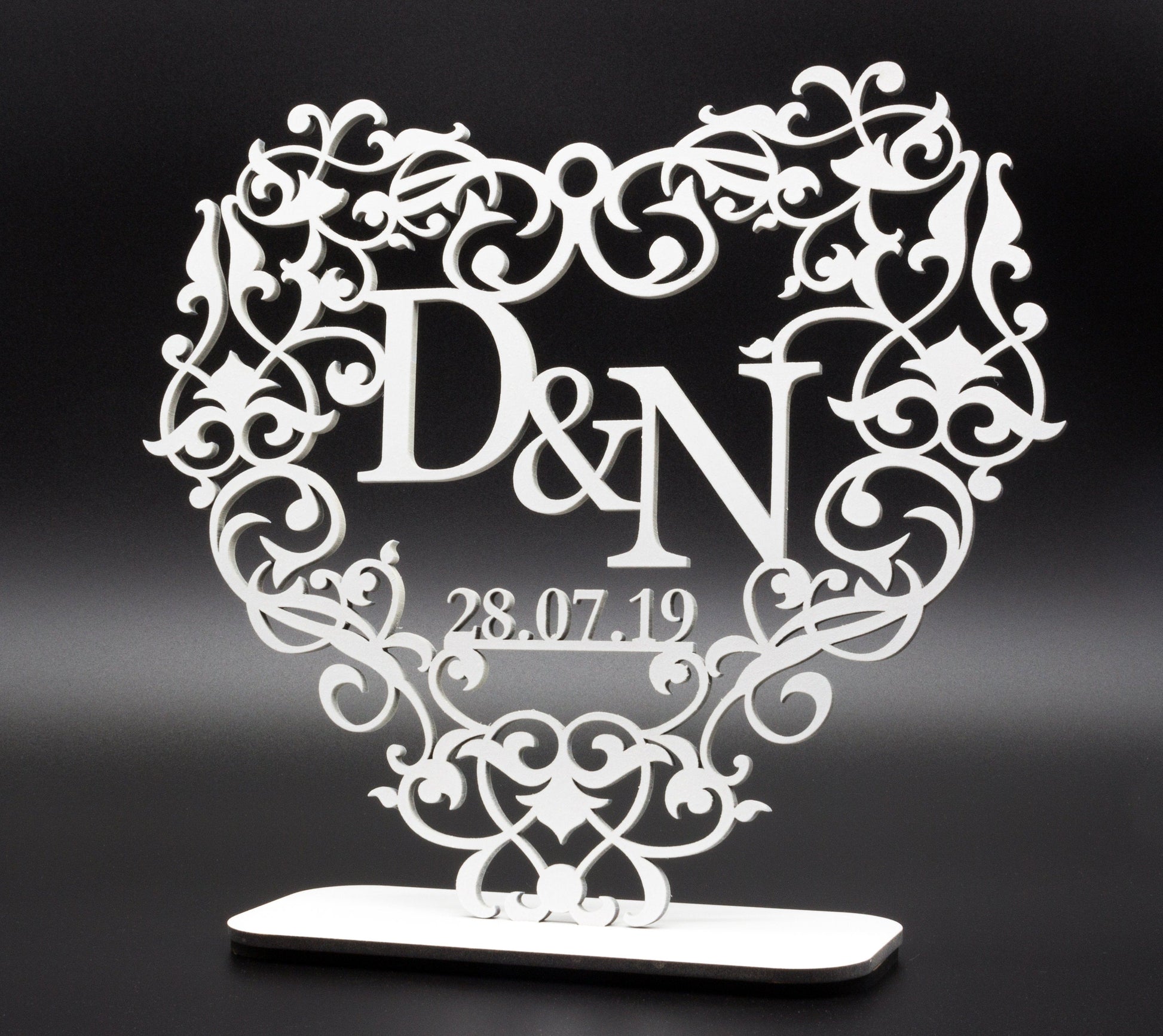 Acrylic heart with initials and date