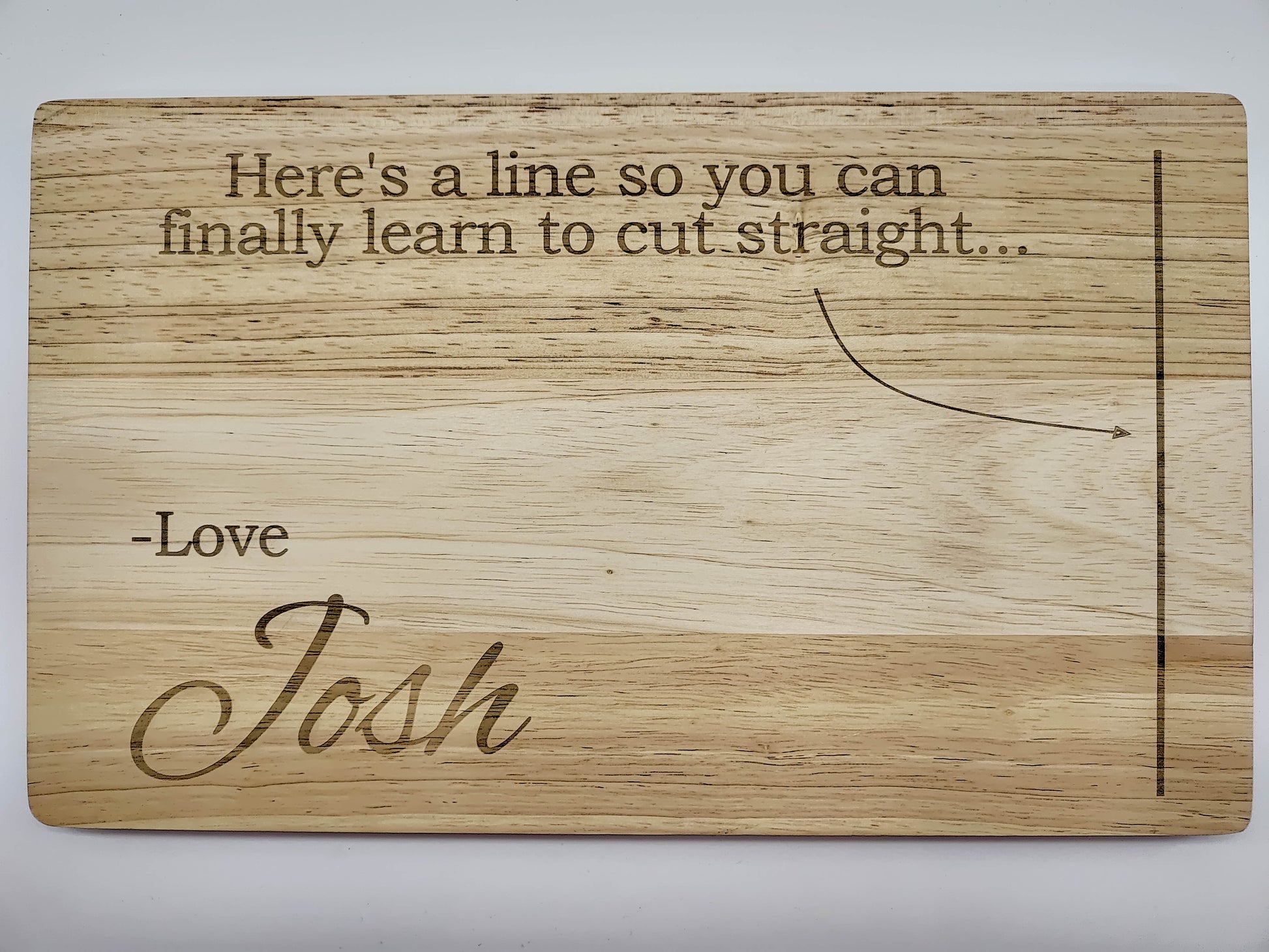 Engraved chopping board.