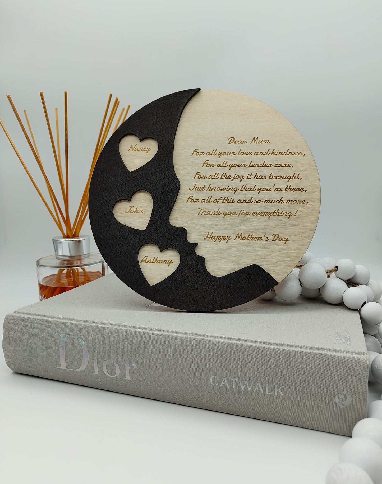 Mother’s Day engraved silhouette plaque.