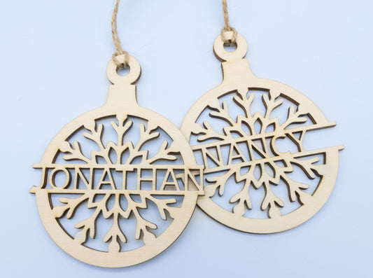 Christmas bauble with name.
