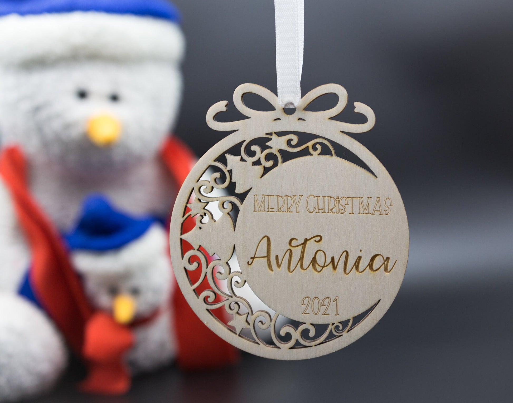 Christmas bauble with name.
