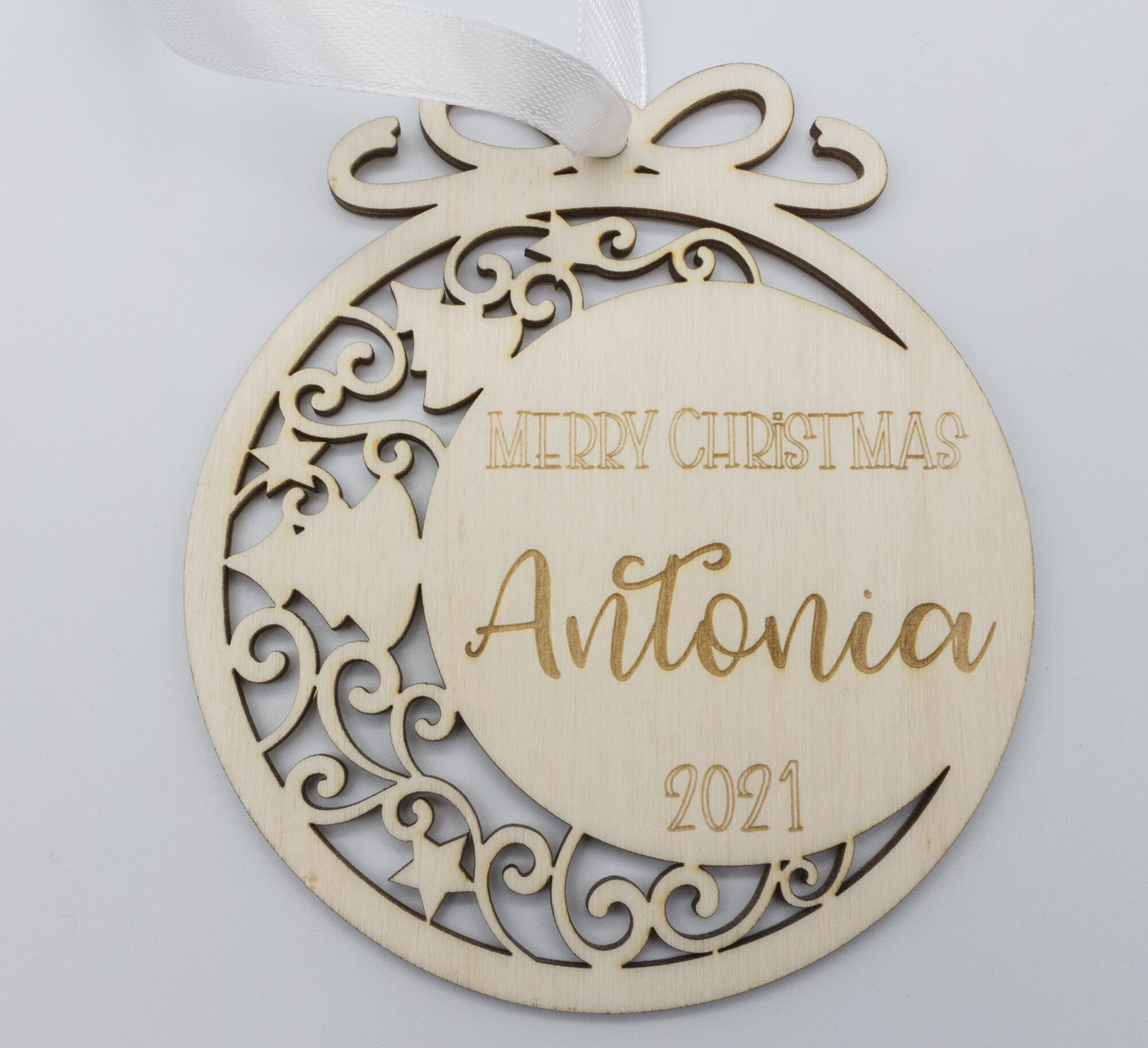 Christmas bauble with name.