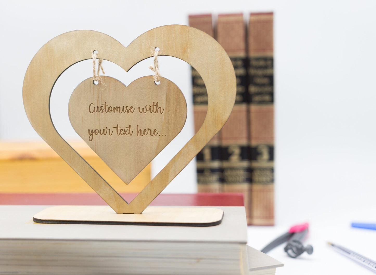 Custom engraved heart gift, Wooden Love Heart Heart, Personalised Hanging Charm