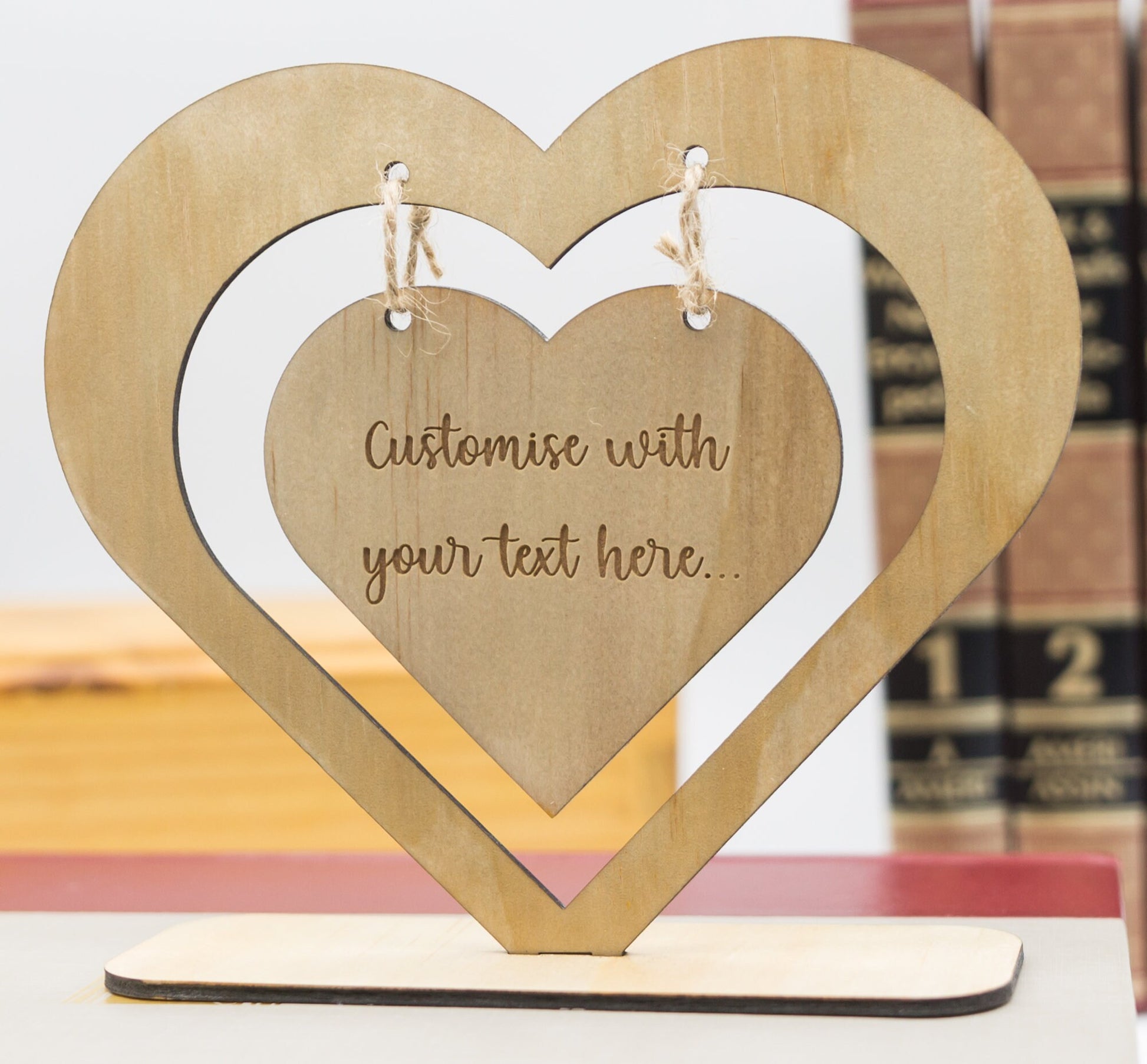 Custom engraved heart gift, Wooden Love Heart Heart, Personalised Hanging Charm